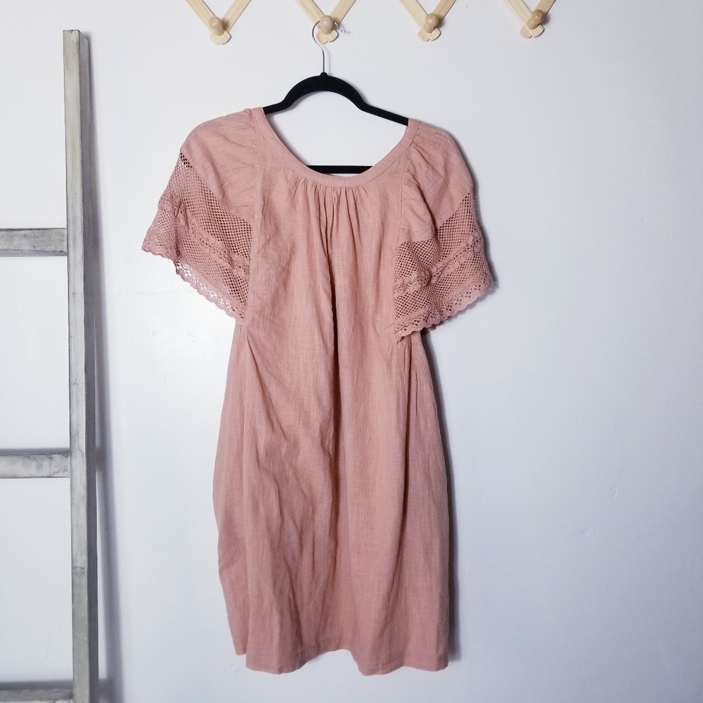 OLD NAVY PINKISH MAUVE COLOR FLUTTER SLEEVES WITH POCKETS DRESS SIZE MEDIUM